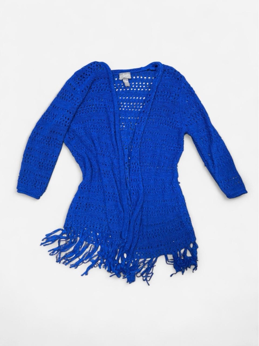 Chico's Royal Blue Crochet Fringe Cardigan